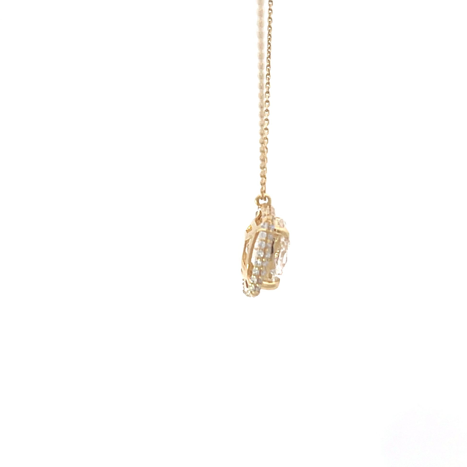 Laboratory grown halo diamond necklace