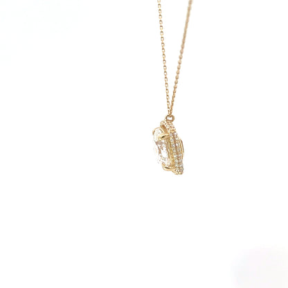 Laboratory grown halo diamond necklace