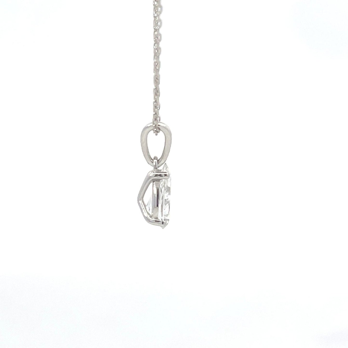 Laboratory grown solitaire pear diamond necklace