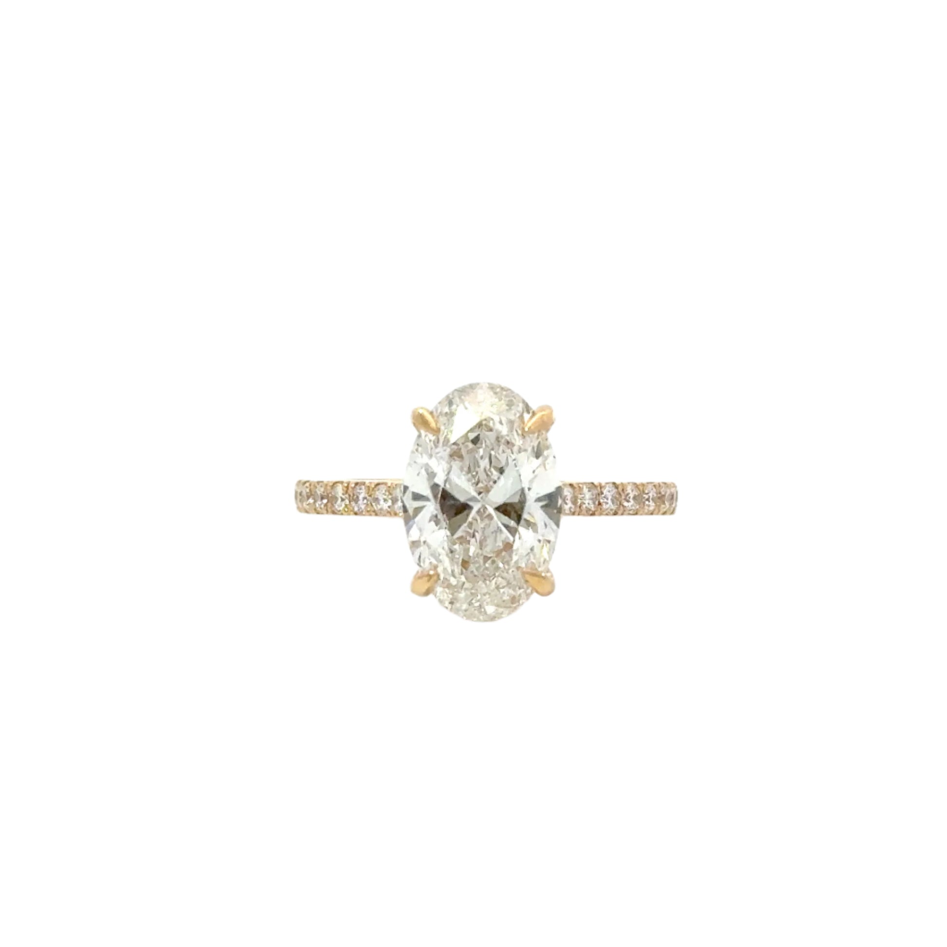 Laboratory grown pavé oval diamond ring