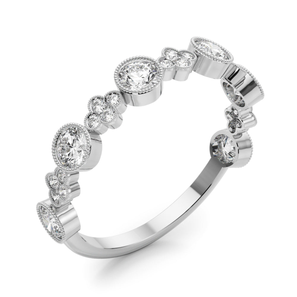 Bezel-Set Milgrain Diamond Stackable Ring – 0.30 ct