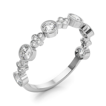 Bezel-Set Milgrain Diamond Stackable Ring – 0.30 ct