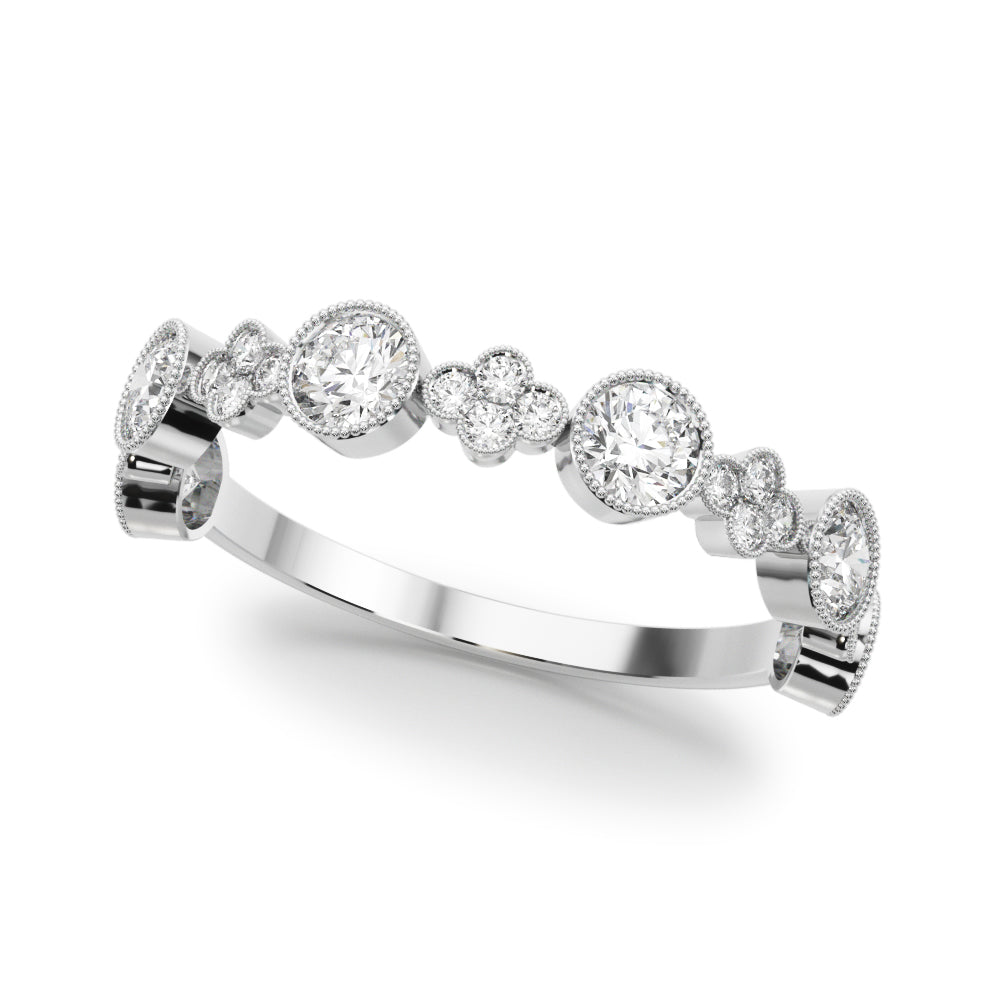 Bezel-Set Milgrain Diamond Stackable Ring – 0.30 ct