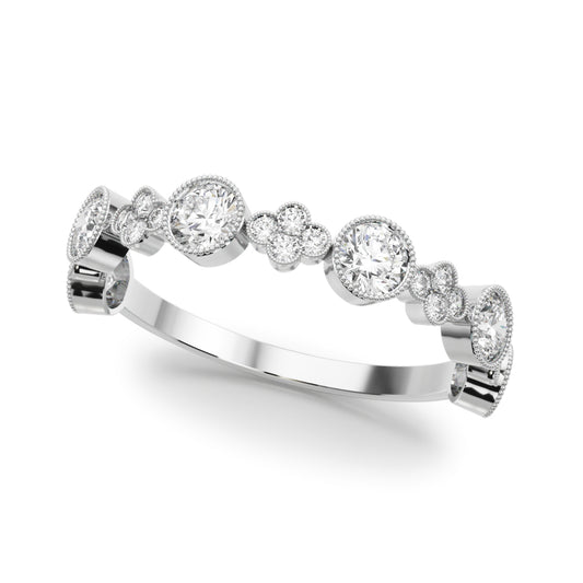 Bezel-Set Milgrain Diamond Stackable Ring – 0.30 ct