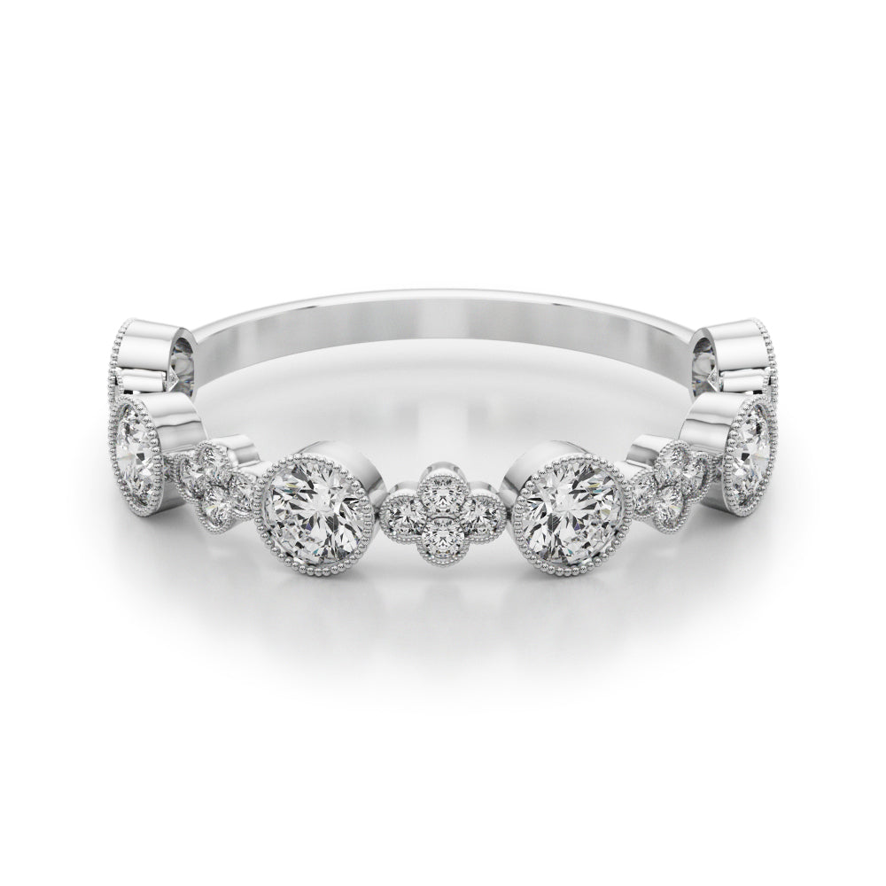 Bezel-Set Milgrain Diamond Stackable Ring – 0.30 ct