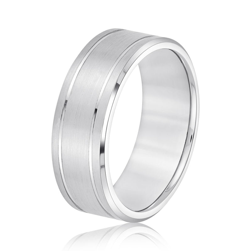 Benoit Grooved Men's Wedding Band