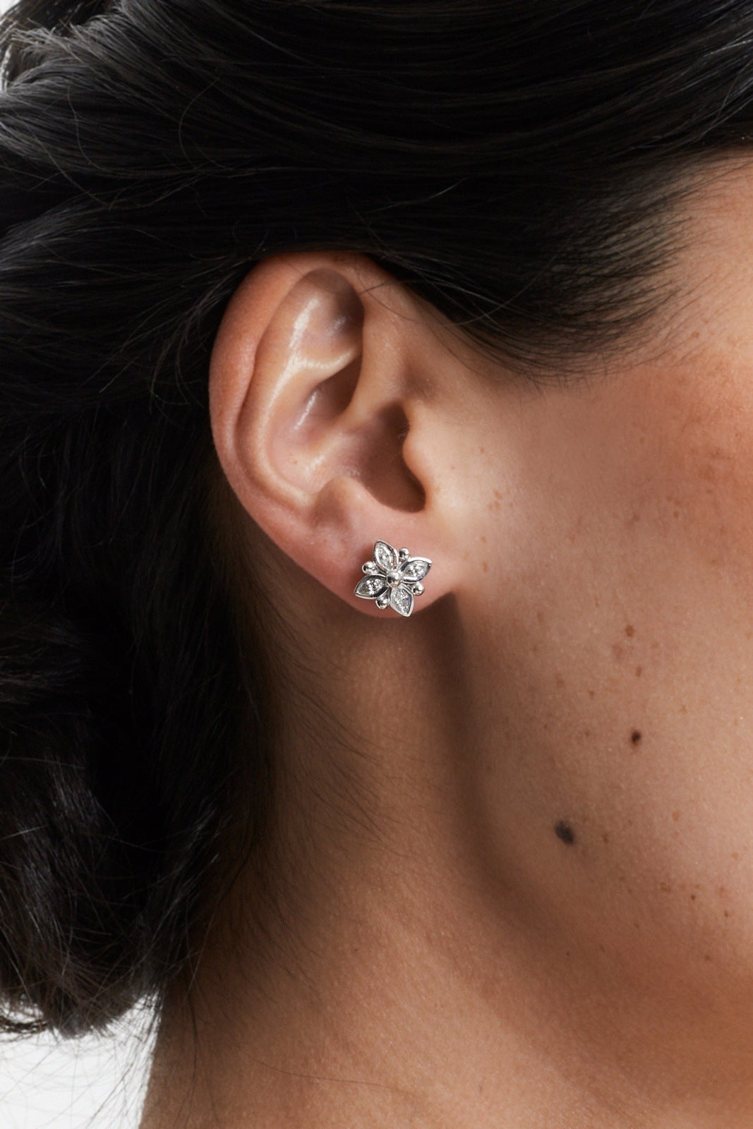 Marquise flower bezel studs