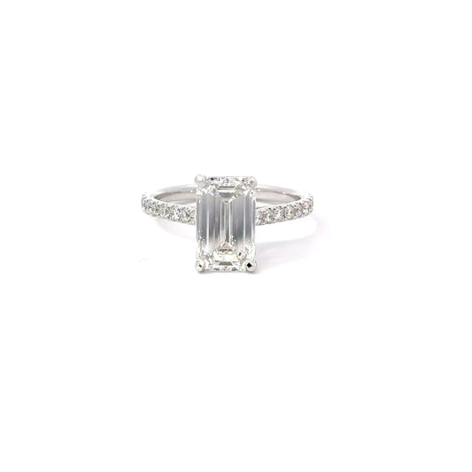 Emerald Cut Pave Engagement Ring 2.66ct E VVS2 Laboratory Grown