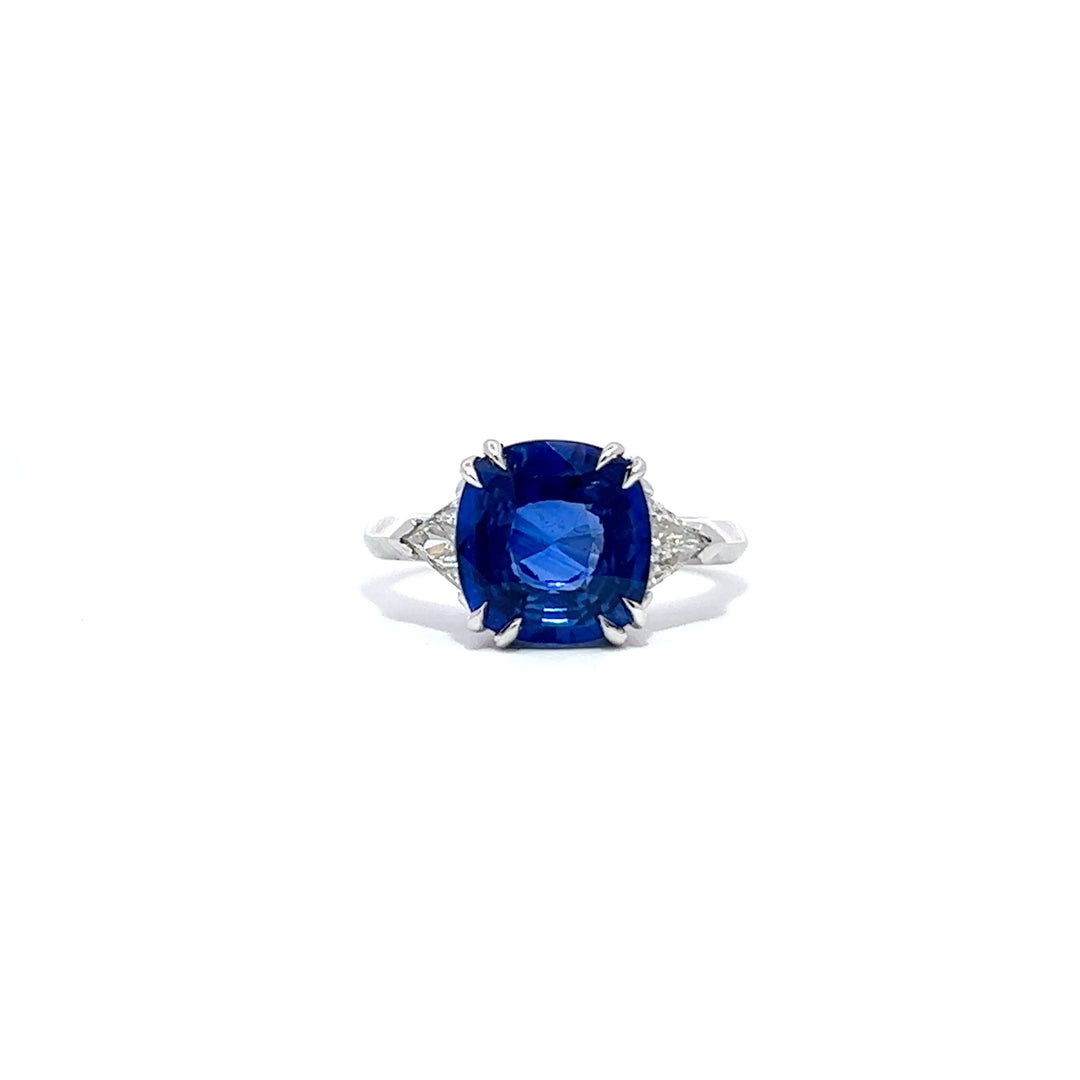 4.47ct Blue Sapphire Trilogy Engagement ring