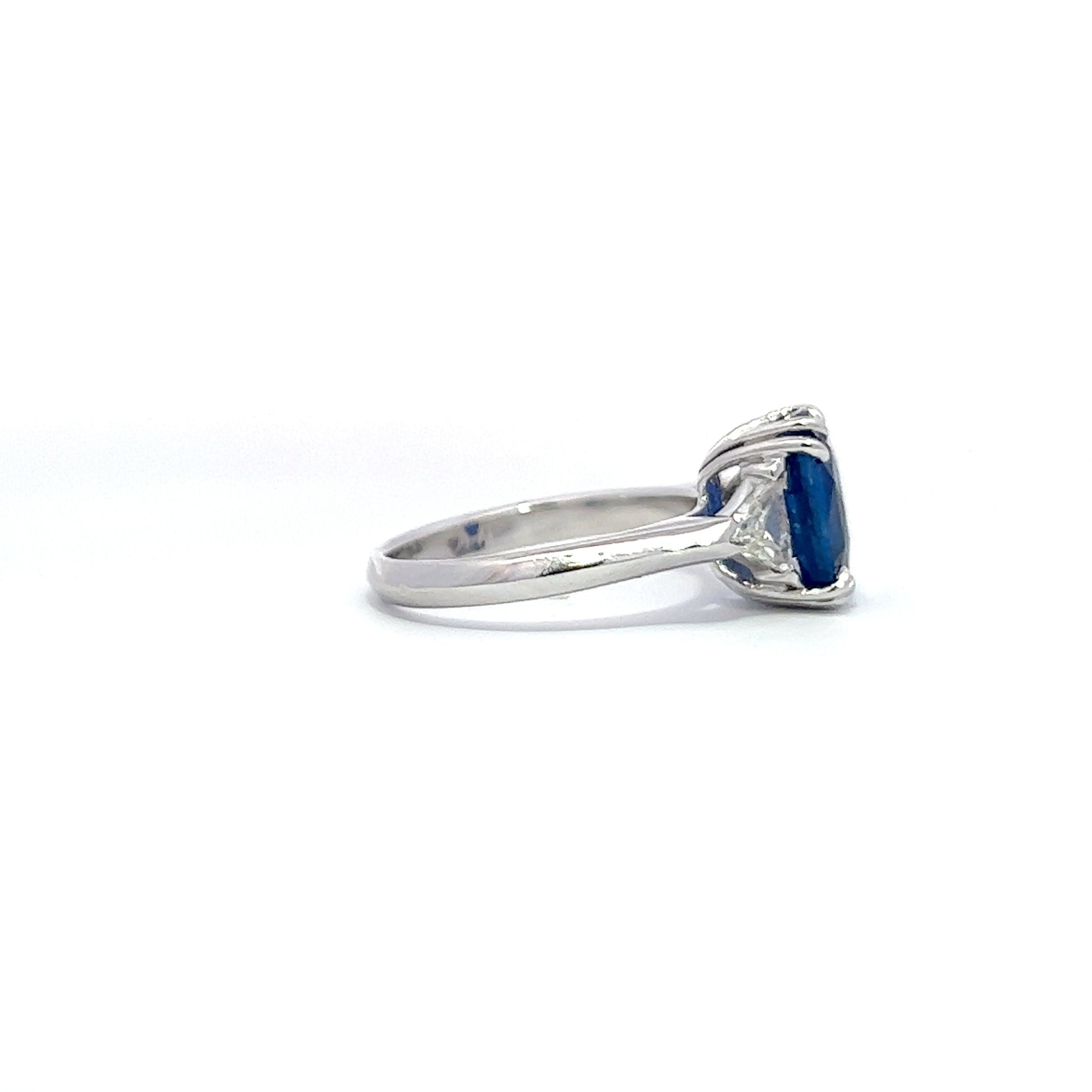 4.47ct Blue Sapphire Trilogy Engagement ring