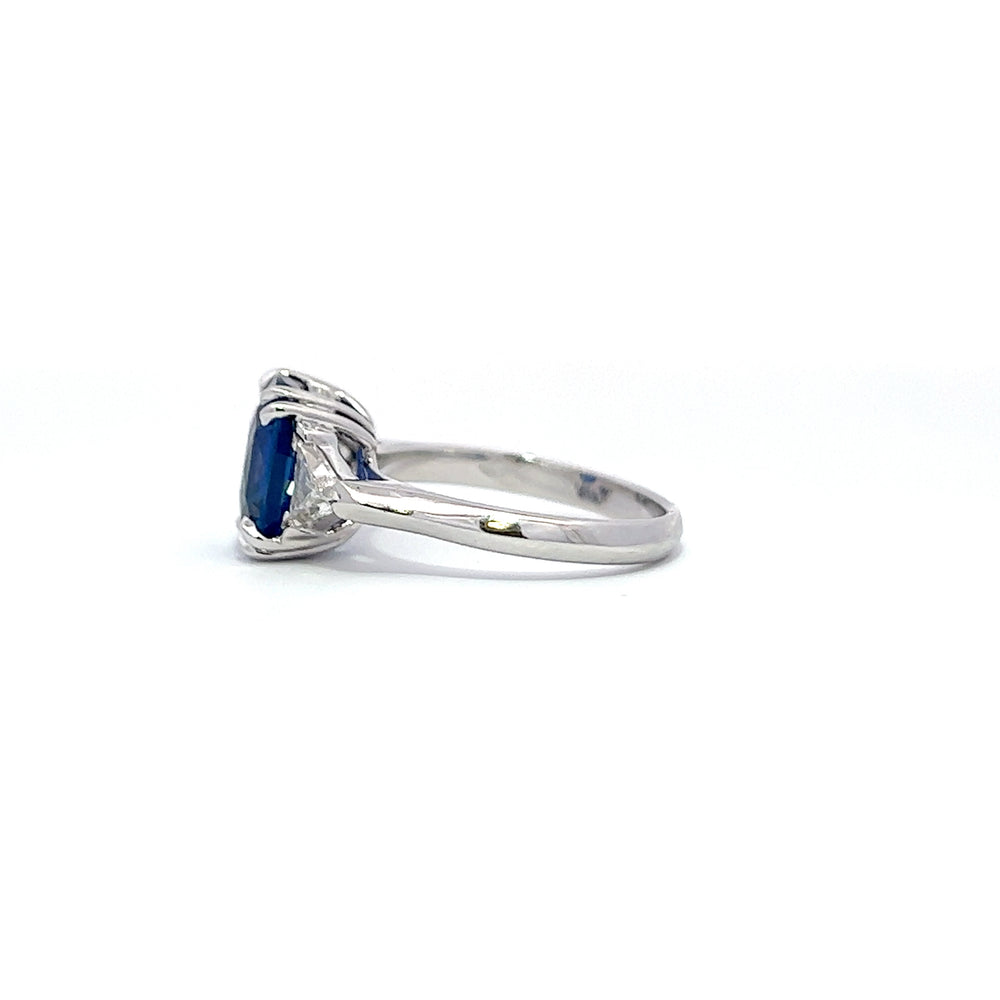 4.47ct Blue Sapphire Trilogy Engagement ring