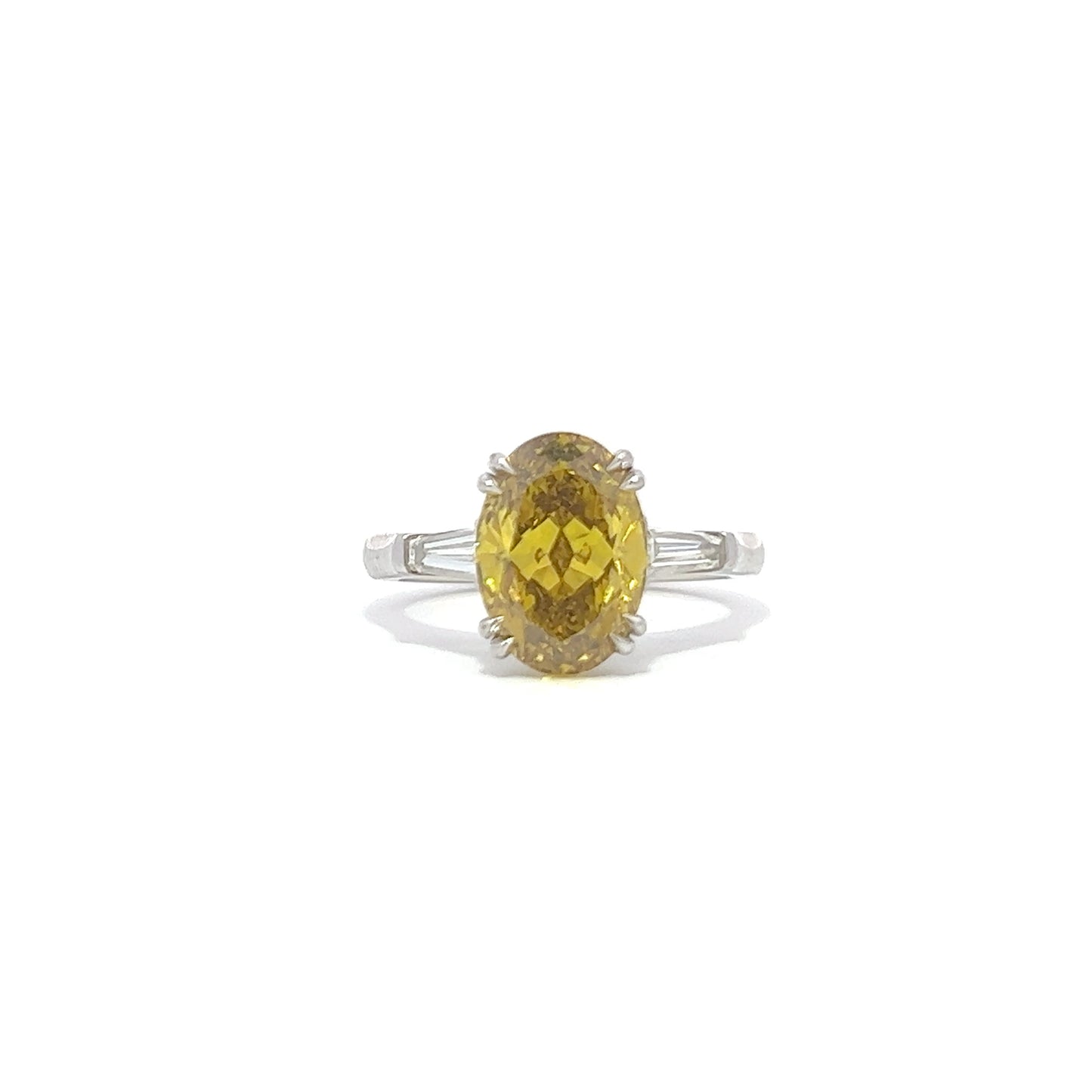 Fancy deep brownish yellow trilogy ring