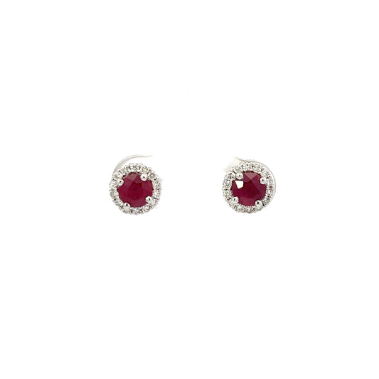 Ruby halo diamond earrings