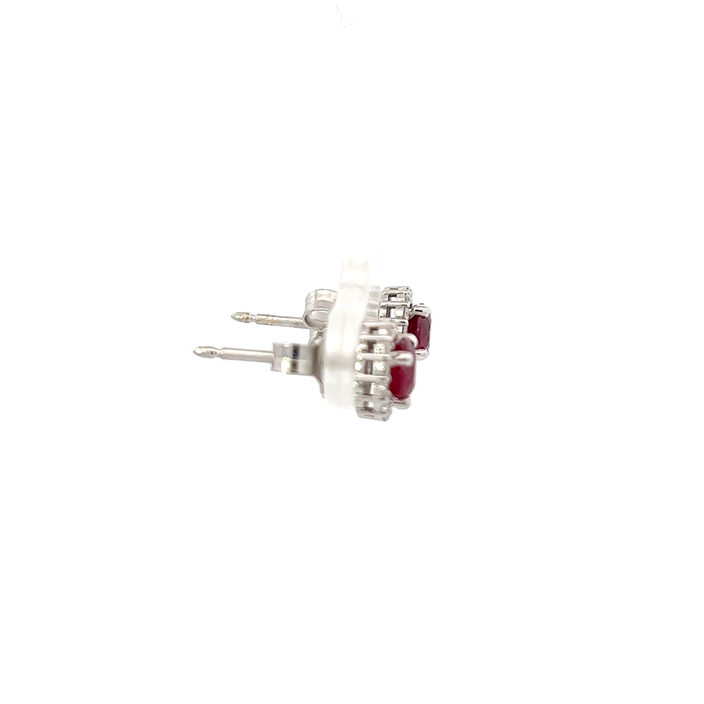 Ruby halo diamond earrings