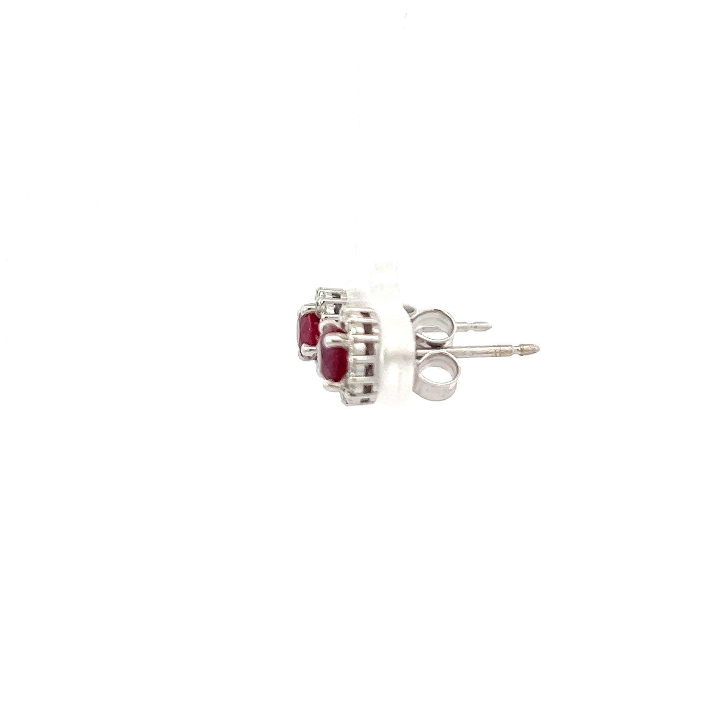 Ruby halo diamond earrings