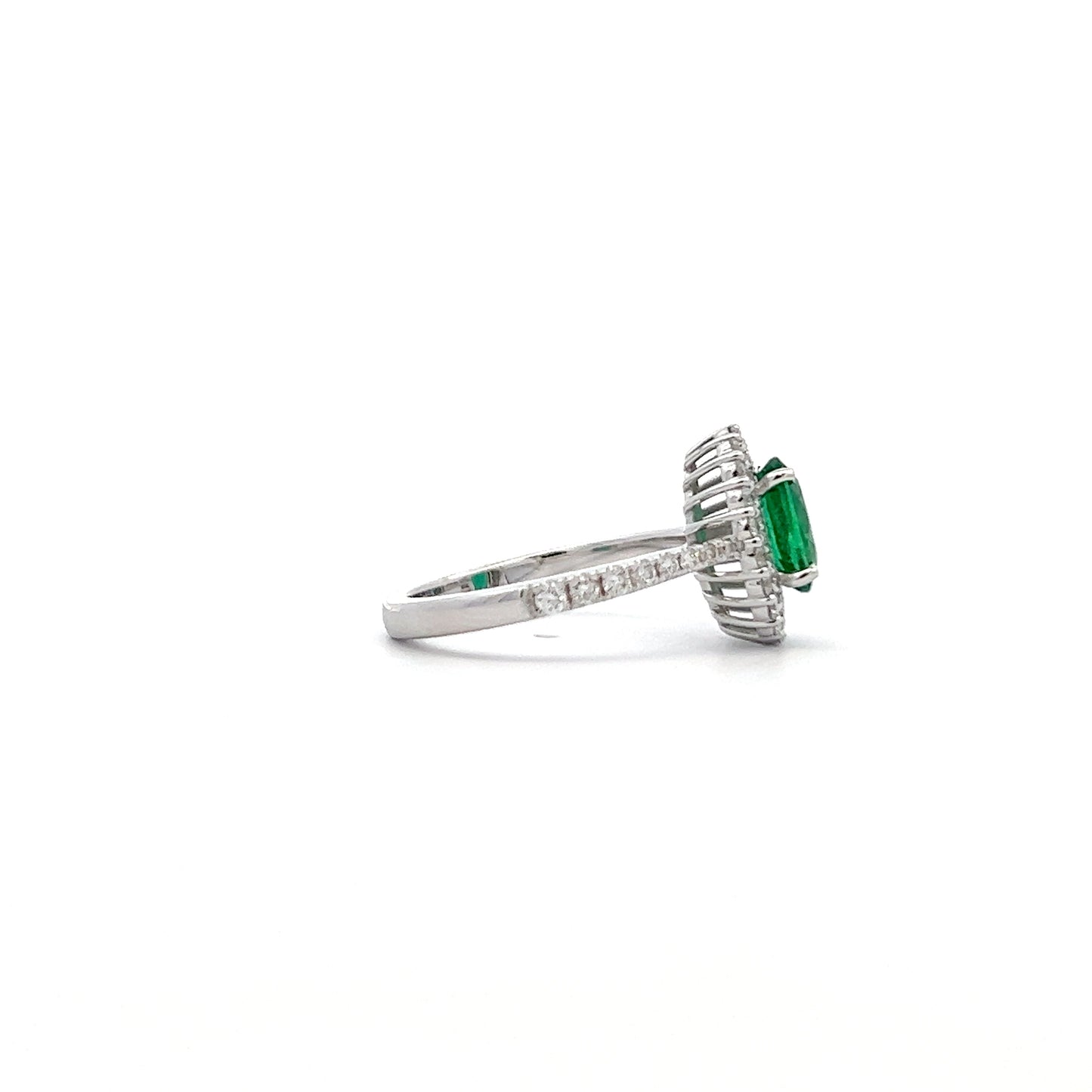 Emerald double halo ring