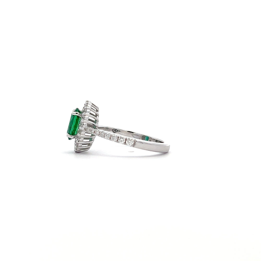 Emerald double halo ring