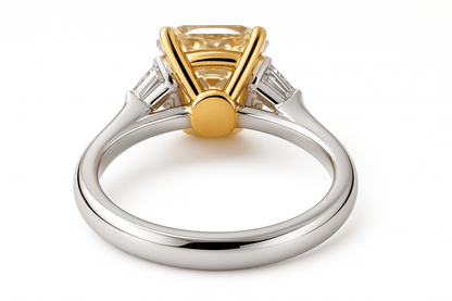 Cushion Solitaire Ring 3.42ct Fancy Intense Yellow VS1 Two Tone Lab-Grown