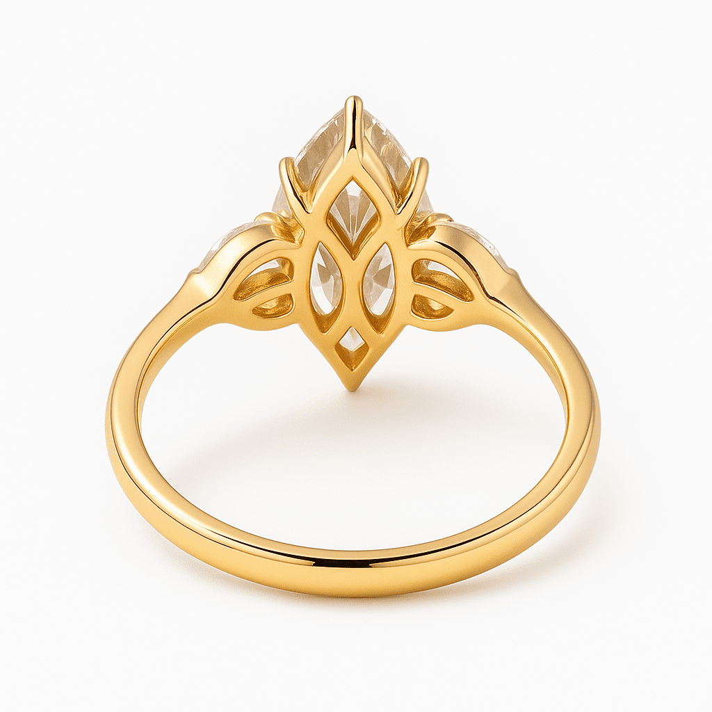 Marquise Solitaire Ring 2.08ct D VS1 18K Yellow Gold Lab-Grown