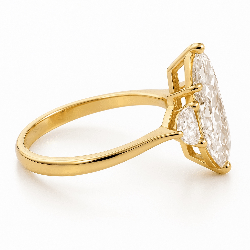 Marquise Solitaire Ring 2.08ct D VS1 18K Yellow Gold Lab-Grown