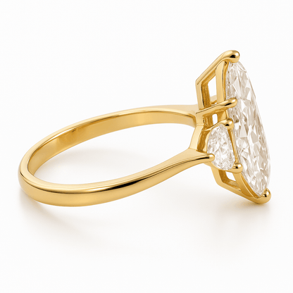 Marquise Solitaire Ring 2.08ct D VS1 18K Yellow Gold Lab-Grown
