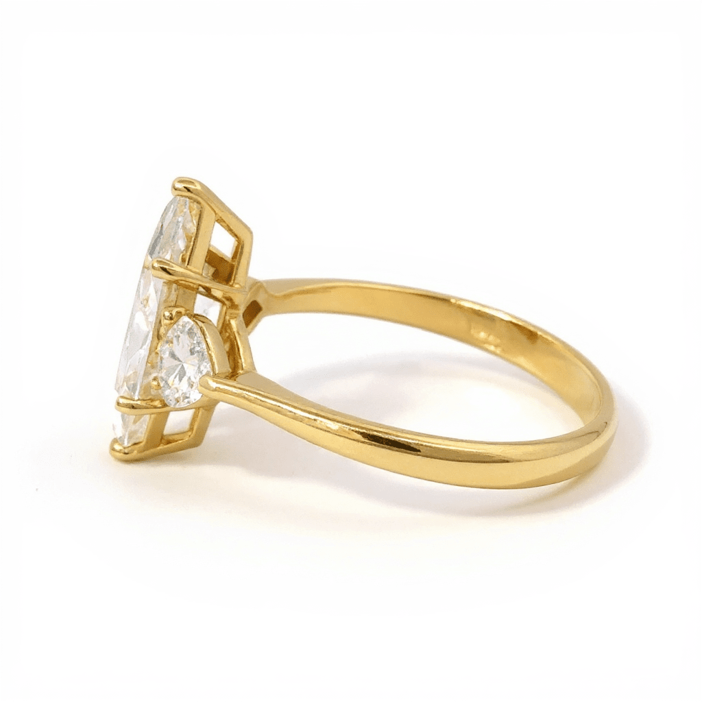 Marquise Solitaire Ring 2.08ct D VS1 18K Yellow Gold Lab-Grown