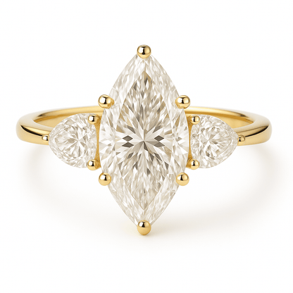 Marquise Solitaire Ring 2.08ct D VS1 18K Yellow Gold Lab-Grown