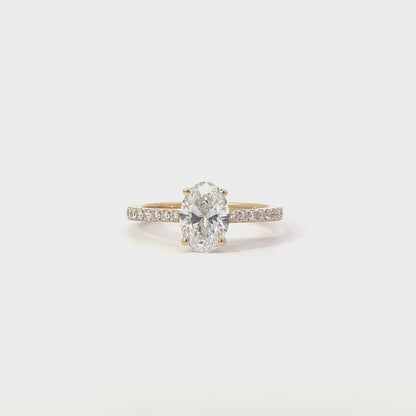 Laboratory grown pavé oval diamond ring