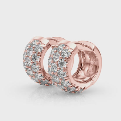 Three-Row Diamond Huggie Earrings – 3.04 ct