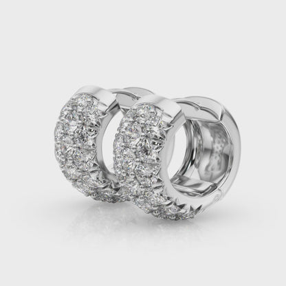 Three-Row Diamond Huggie Earrings – 3.04 ct