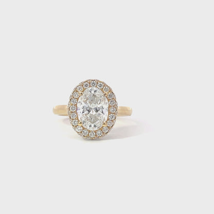 Laboratory grown halo oval diamond ring