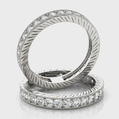 Milgrain Channel Prong Diamond Eternity Wedding Band – 0.87 ct
