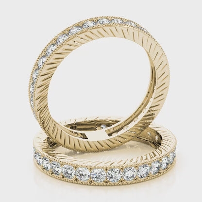 Milgrain Channel Prong Diamond Eternity Wedding Band – 0.87 ct
