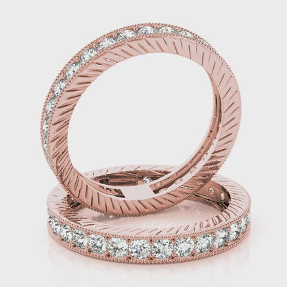Milgrain Channel Prong Diamond Eternity Wedding Band – 0.87 ct