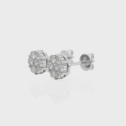 Diamond Cluster Stud Earrings – 0.98 ct