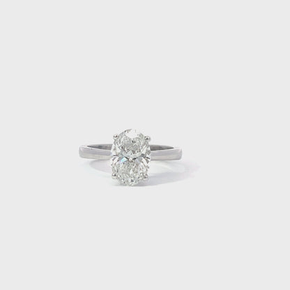 Laboratory grown solitaire oval diamond ring