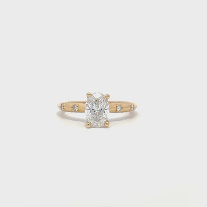 Laboratory grown solitaire pavé oval diamond ring