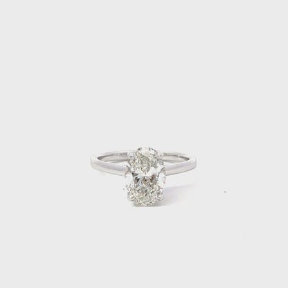 Oval Solitaire Ring 2.06ct E VVS2 18K White Gold Lab-Grown