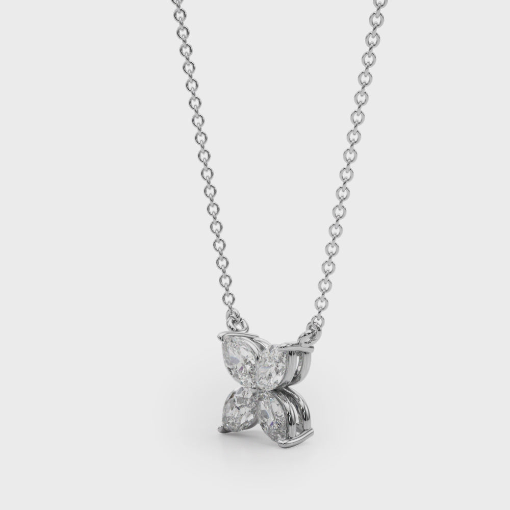 Marquise Diamond Flower Pendant – 0.28 ct