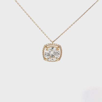 Laboratory grown halo diamond necklace