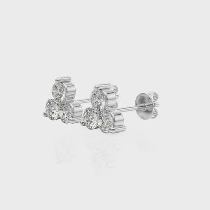 Three-Stone Diamond Stud Earrings – 0.96 ct