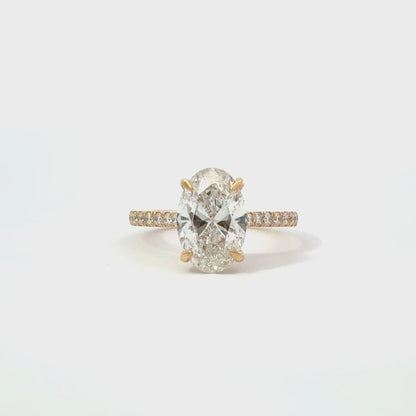 Laboratory grown pavé oval diamond ring