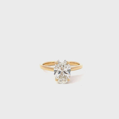 Oval Solitaire Ring 2.06ct E VVS2 18K Yellow Gold Lab-Grown