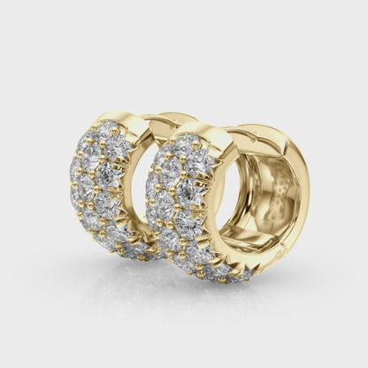 Three-Row Diamond Huggie Earrings – 3.04 ct
