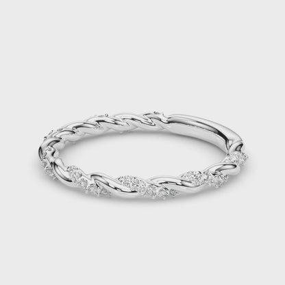 Twisting Alternating Diamond Wedding Band – 0.20 ct