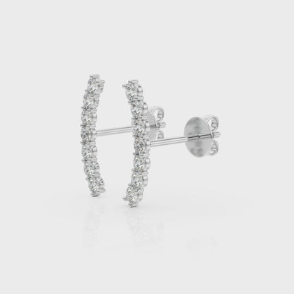 Curved Diamond Bar Earrings – 0.40 ct