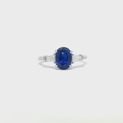 2.05ct Blue sapphire Trilogy