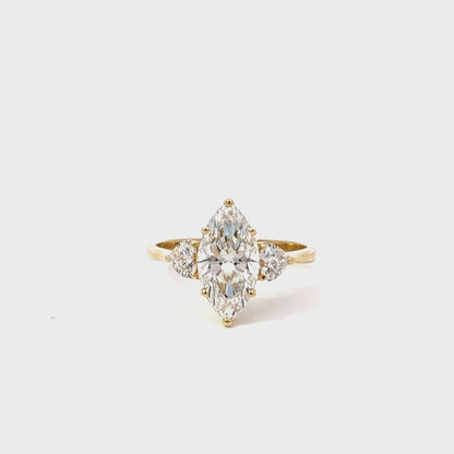 Marquise Solitaire Ring 2.08ct D VS1 18K Yellow Gold Lab-Grown