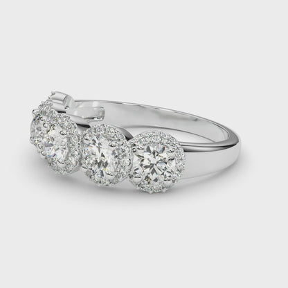 Five-Stone Round Halo Diamond Eternity Band – 0.74 ct