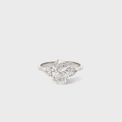 Oval Trilogy Ring 2.08ct E VS1 18K White Gold Lab-Grown